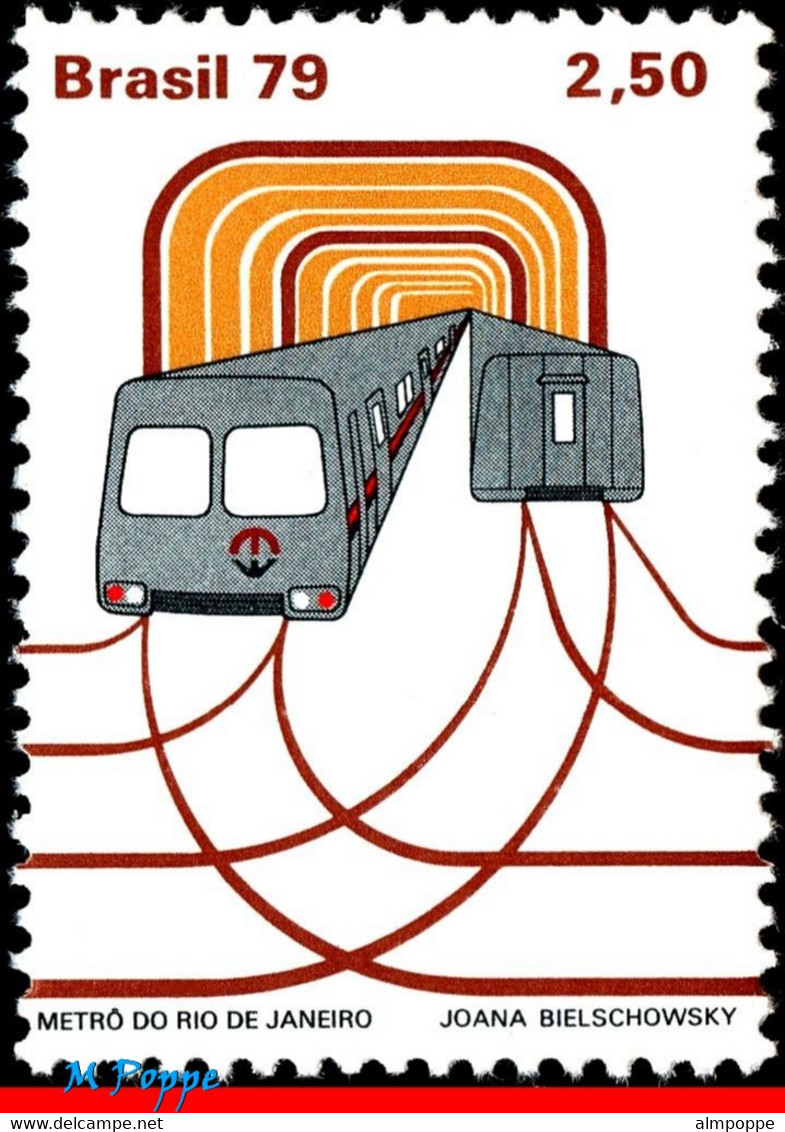 Ref. BR-1601 BRAZIL 1979 - INAUGURATION RIO SUBWAYSYSTEM, SUBWAY TRAINS, MI# 1695,MNH, RAILWAYS, TRAINS 1V Sc# 1601 - Nuovi