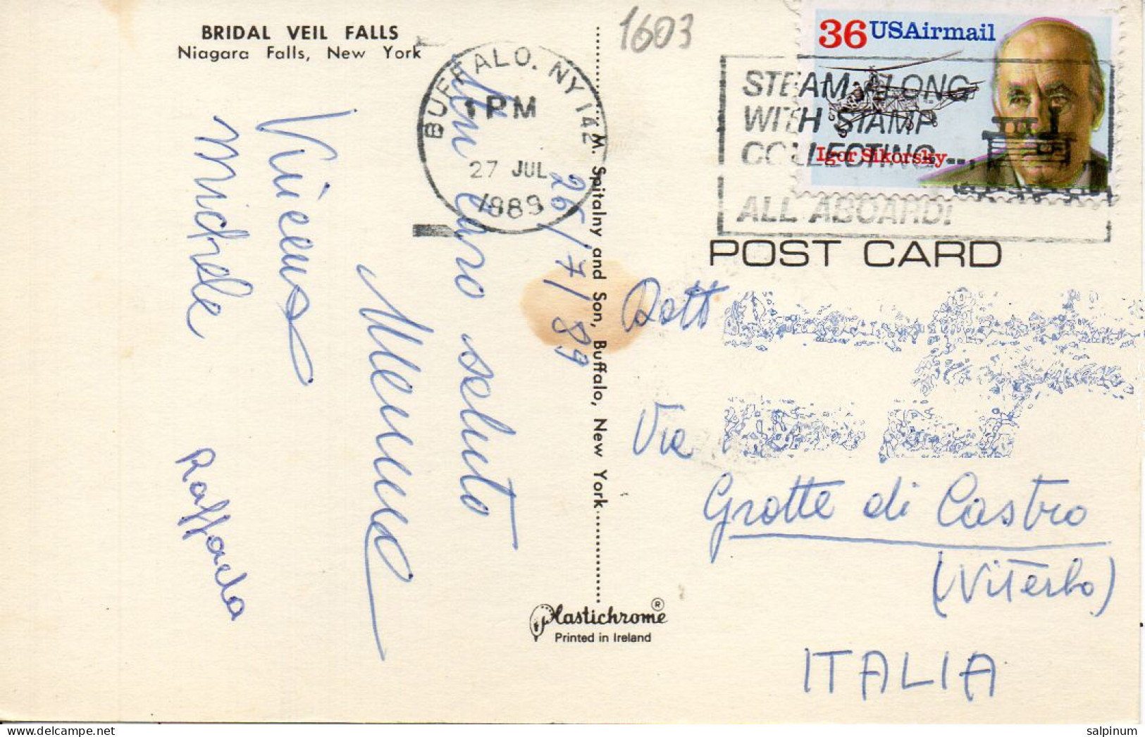 Philatelic Postcard With Stamps Sent From UNITED STATES OF AMERICA To ITALY - Covers & Documents