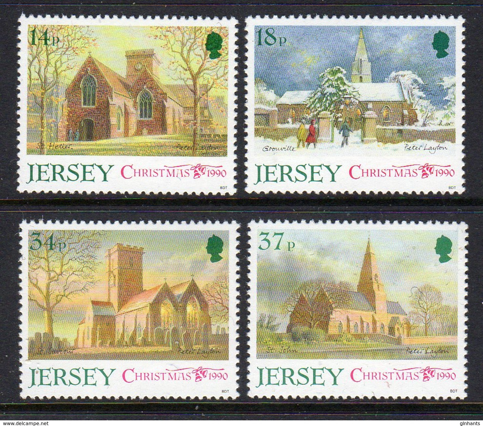 GB JERSEY - 1990 CHRISTMAS CHURCHES SET (4V) SG 535-538 FINE MNH ** - Jersey