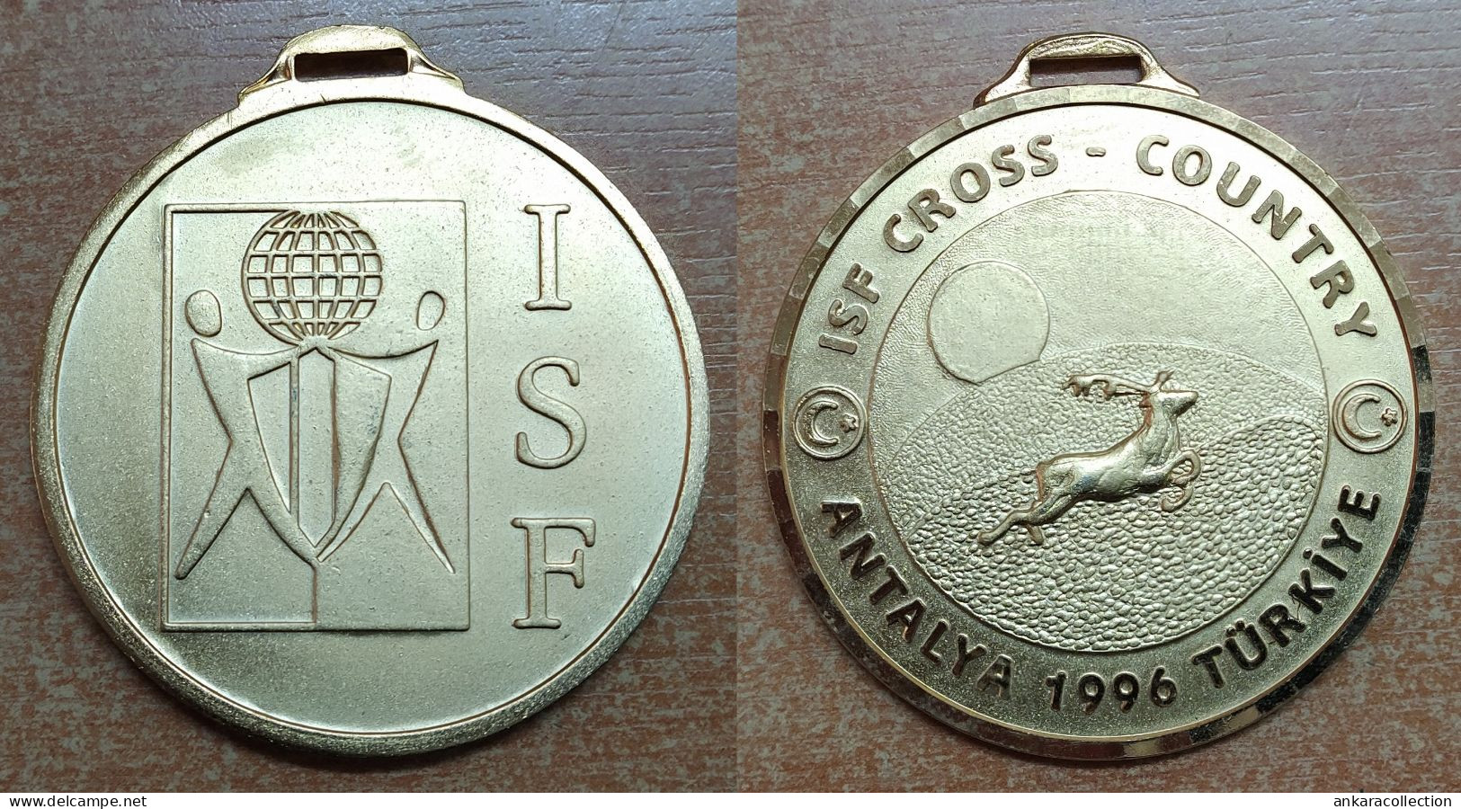 AC - ISF ( INTERNATIONAL SPORTS FEDERATIONS ) CROSS COUNTRY - ATHLETICS  ANTALYA 1996  TURKEY  BRASS MEDAL MEDALLION - Leichtathletik