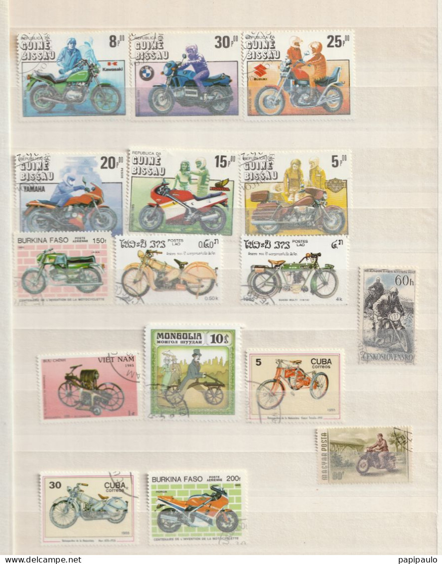 Lot De Timbres Et 5 Enveloppes Affranchies - Motorbikes