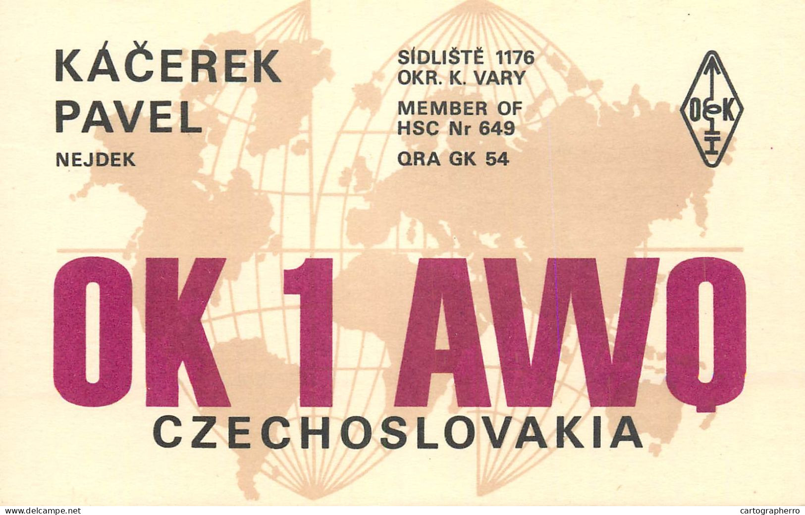 QSL Card Czechoslovakia Radio Amateur Station OK1AWO Y03CD - Radio Amateur