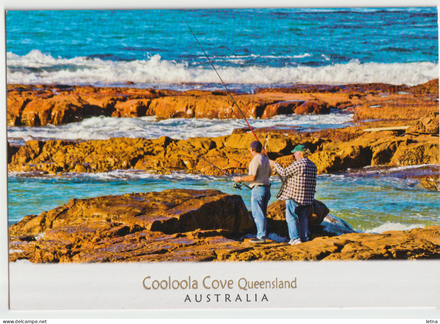 Australia QUEENSLAND QLD Rock Fishing COOLOOLA COVE Overprint Murray Views GENS536B Postcard C1990s - Otros & Sin Clasificación