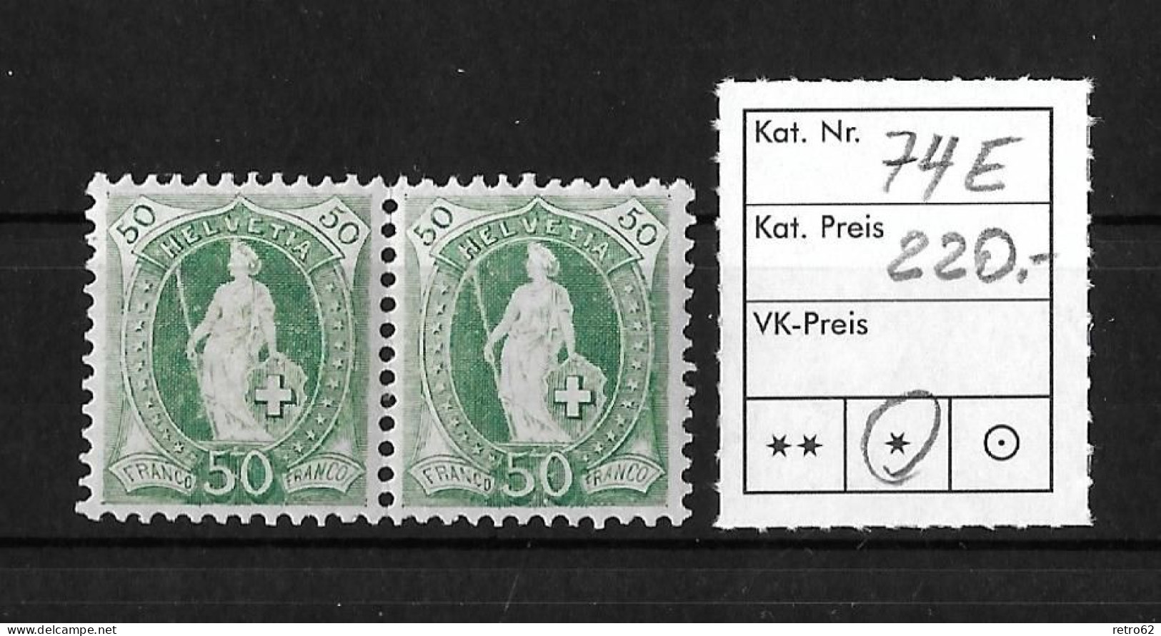 1900 - 1903 STEHENDE HELVETIA ► 14 Zähne Senkrecht Kontrollzeichen Form B    ►SBK-74E* / Im Paar◄ - Unused Stamps