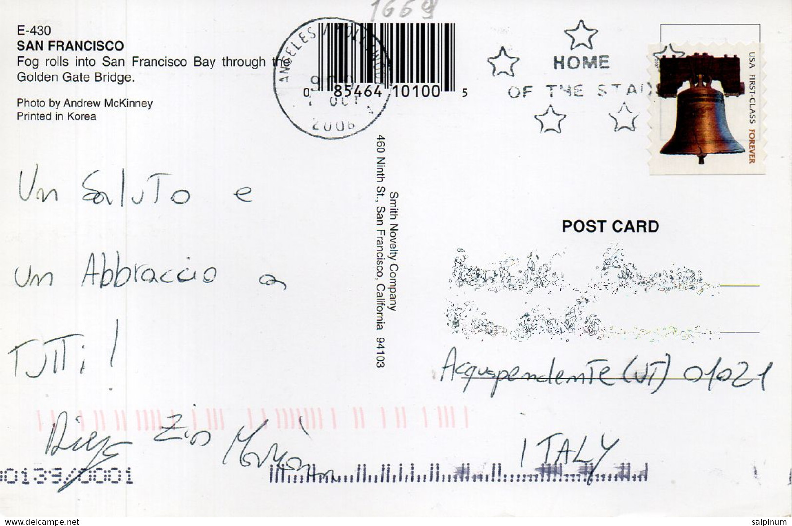 Philatelic Postcard With Stamps Sent From UNITED STATES OF AMERICA To ITALY - Lettres & Documents