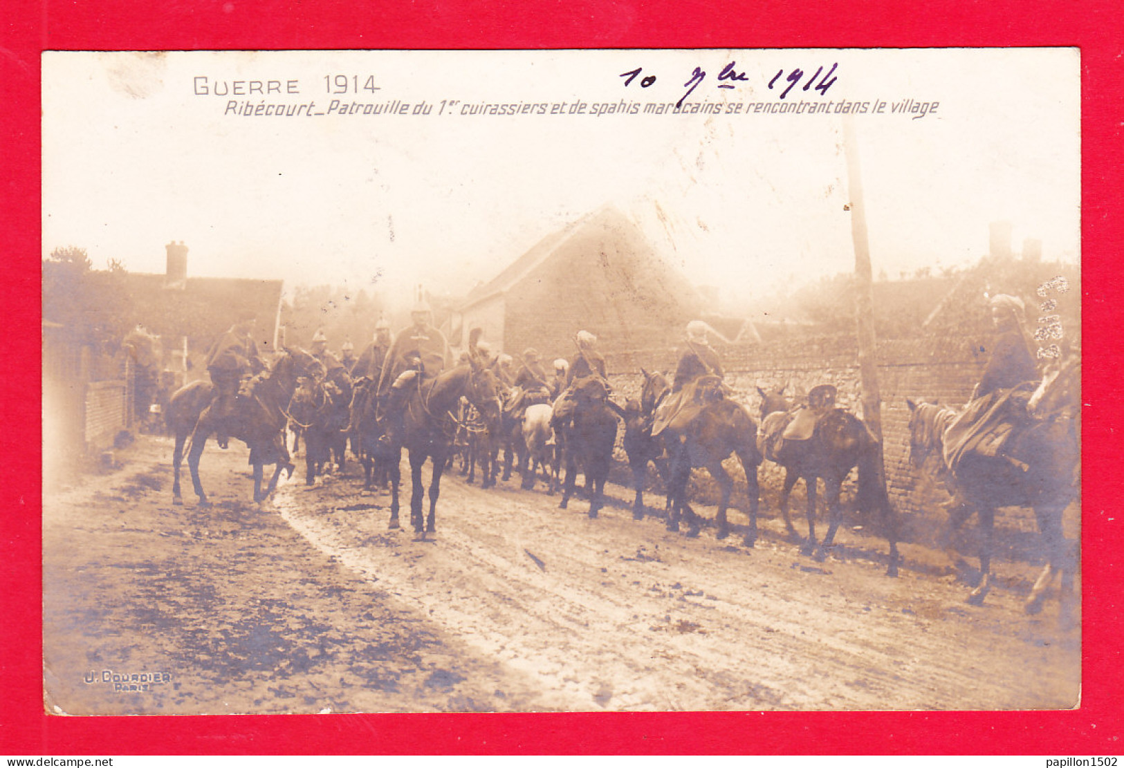 F-60-Ribecourt-02Ph123  Patrouille Du 1er Cuirassiers Et De Spahis Marocains Se Rencontrant Dans Le Village, Cpa  - Ribecourt Dreslincourt