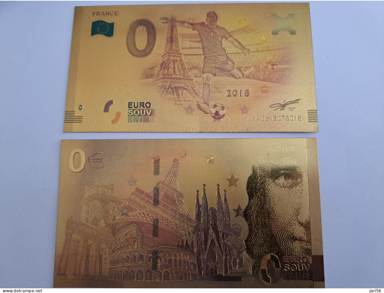 BANKNOTE / GOLDFOIL BILJET /0 EURO/ FRANCE   / FOOTBAL 2018  / SOUVENIR BILJET / UNC ** Goldfoil 027 ** - Andere & Zonder Classificatie