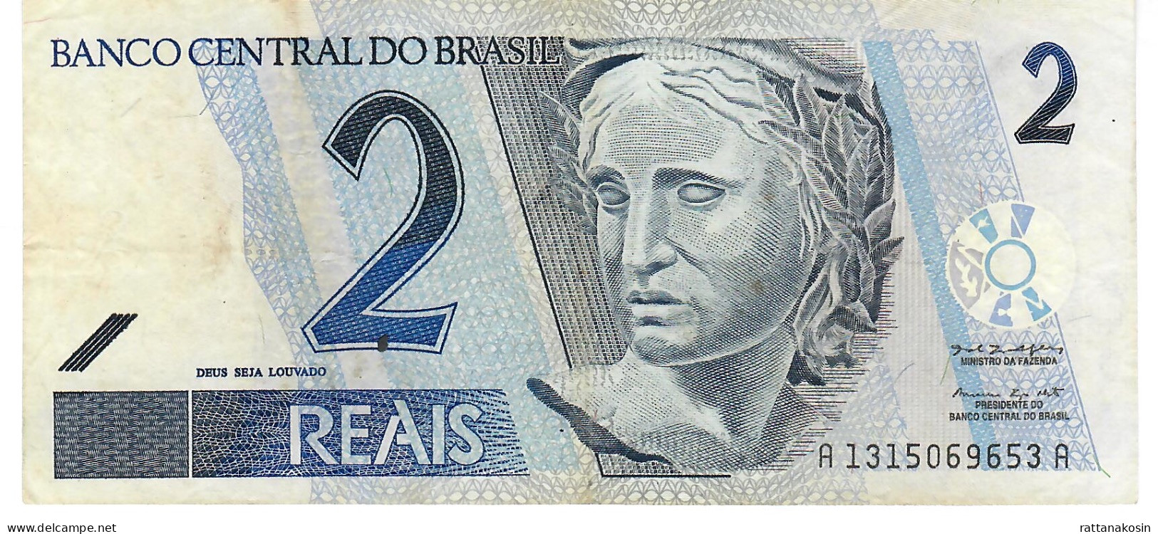 BRAZIL P249a 2 REAIS 2001 Signature 39  FIRST SIGNATURE VF NO P.h - Brésil