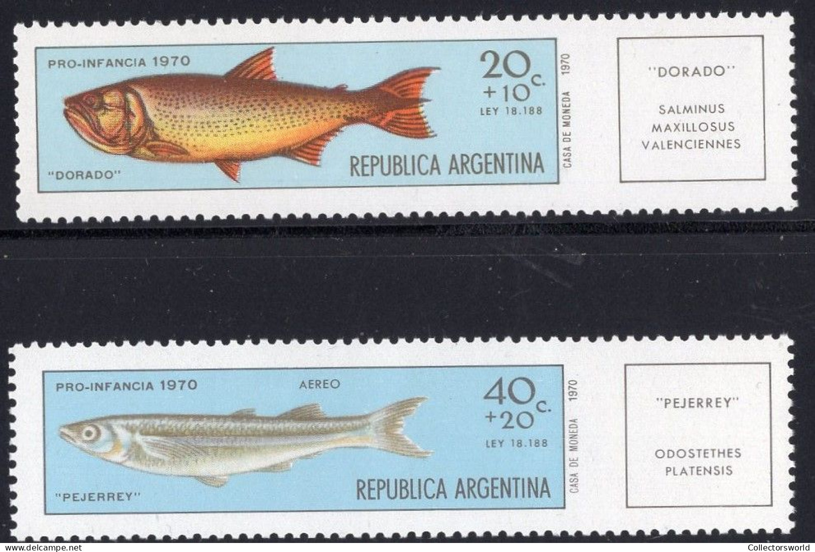 Argentina Serie 2v 1970 Fish Dorado Pejerrey - Child Care MNH - Unused Stamps