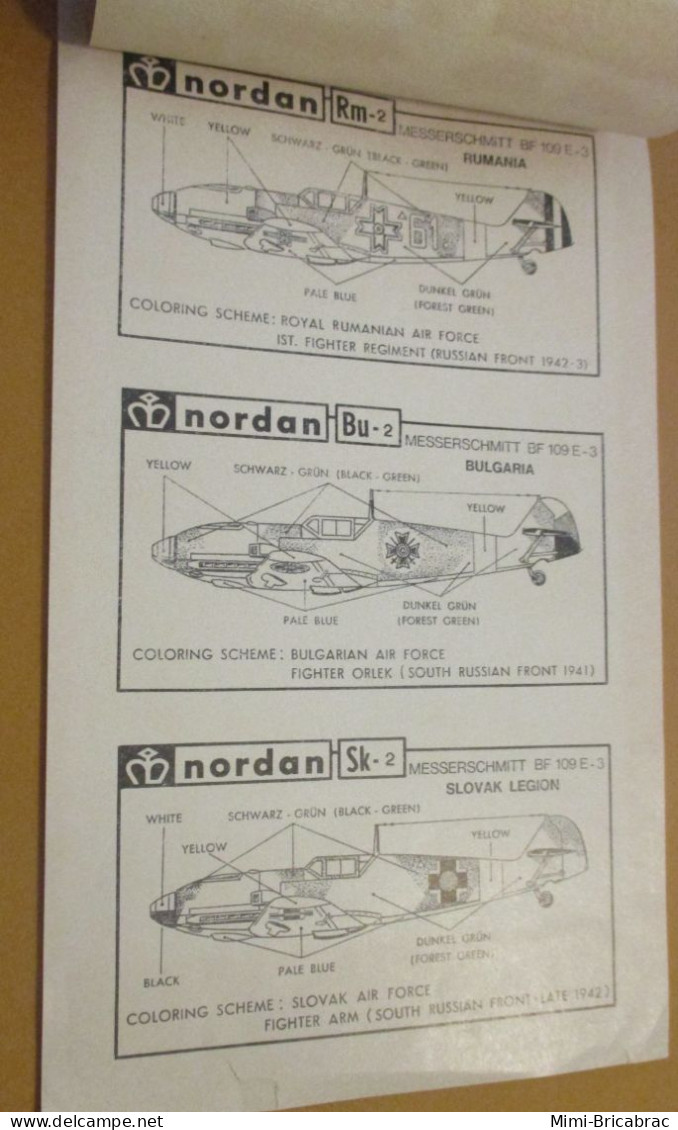 DEC24 : Planche Décals 1/72e De Marque NORDAN 3 ME 109E PORTUGAL SLOVAQUIE ET ROUMANIE - Flugzeuge