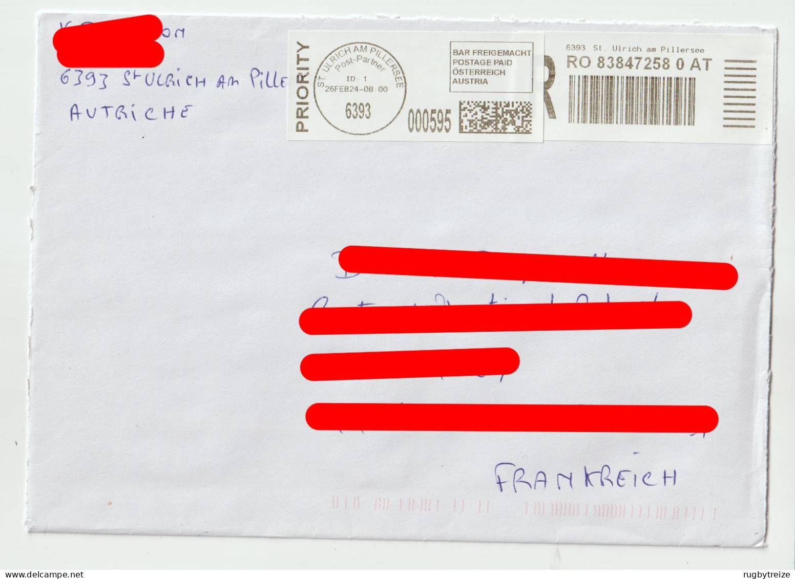 7675 Lettre Cover 2024 Recommandé Registered AUSTRIA AUTRICHE OSTERREICH St Ulrich Am Pillersee - Brieven En Documenten