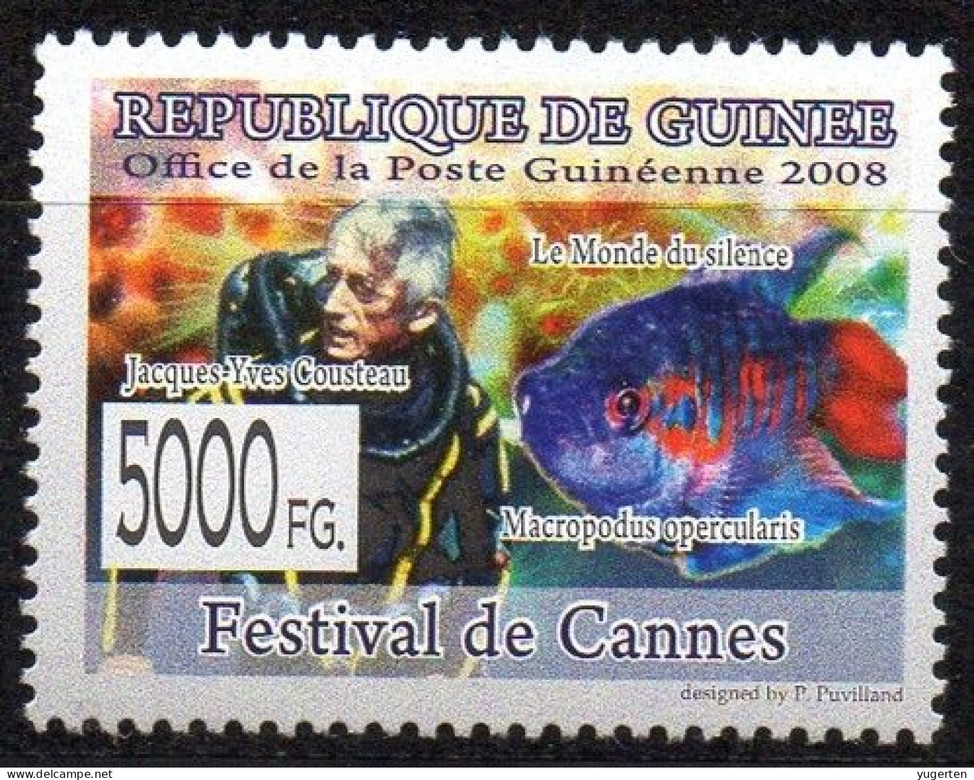 GUINEA - 1v - MNH - Jacque Cousteau - The Silent World - Movies - Film - Kino - Cine - Cannes Festival - France - Cinema