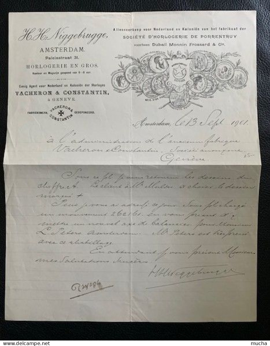 70118 -  Lettre Illustrée HH. Niggebrugge  Amsterdam Agent Vacheron & Constantin 13.09.1901 - Suiza