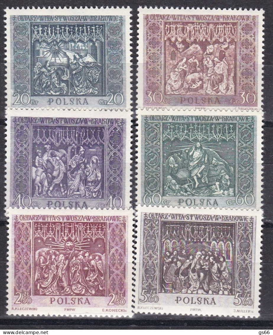 Polen, 1960, 1179/84, MNH **, Veit-Stoß-Altar In Der St.-Marien-Kirche, Krakau. - Blocs & Feuillets