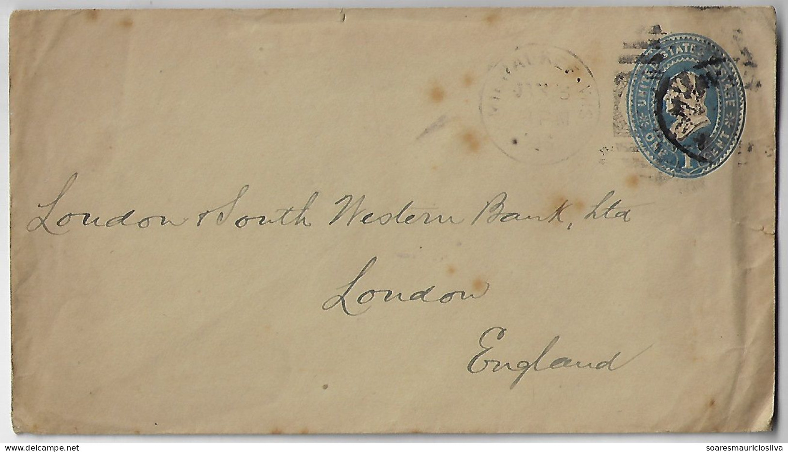 USA United States 1886 Postal Stationery Cover 1 Cent Benjamin Franklin Sent From Milwaukee To London Great Britain - ...-1900