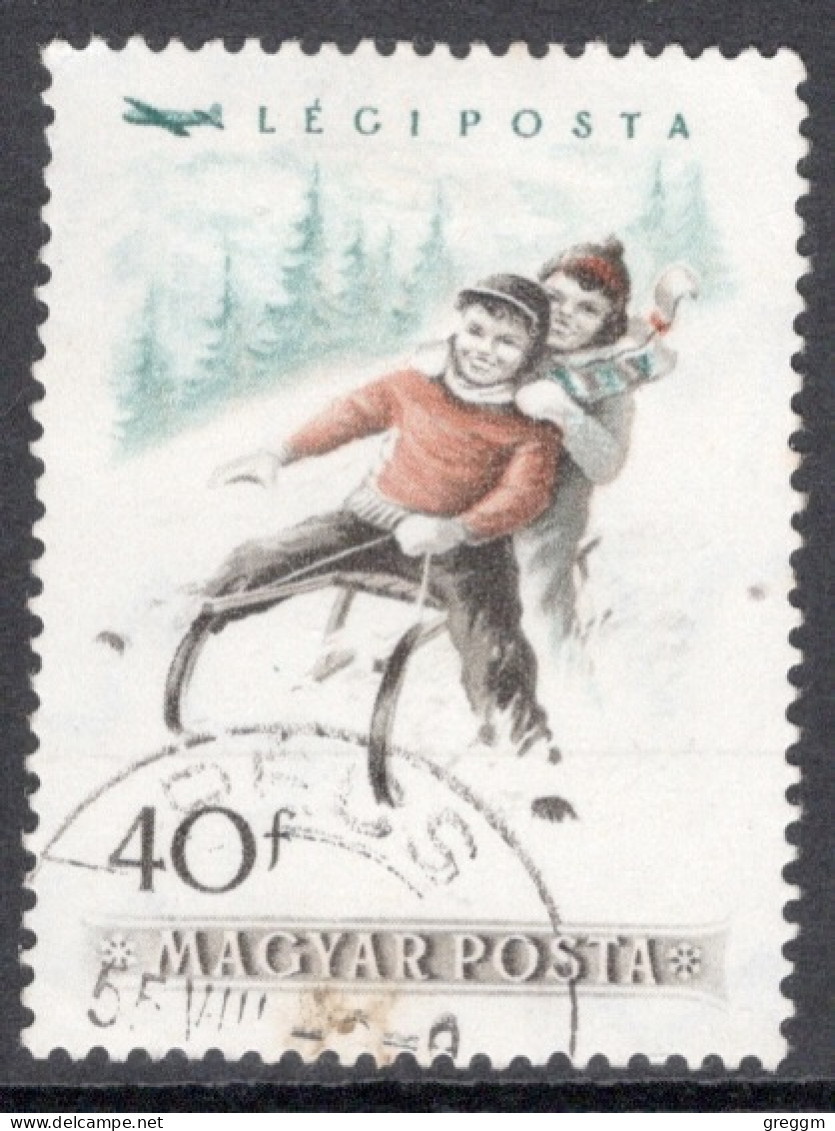 Hungary 1955 Single Stamp Celebrating Airmail - Winter Sports In Fine Used - Oblitérés