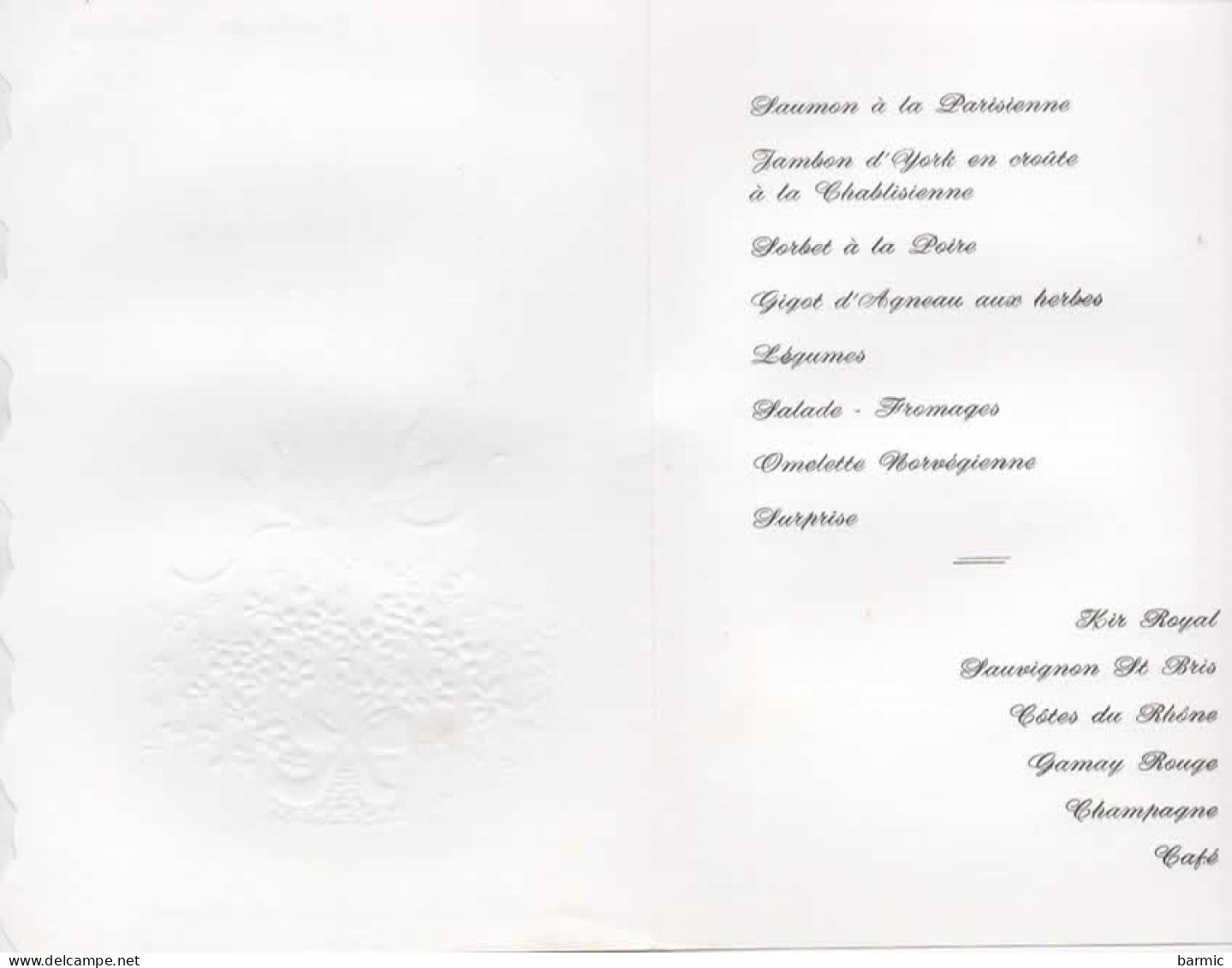 MENU DU 50 Eme  ANNIVERSAIRE DE CLAUDE REF 14911 - Menus