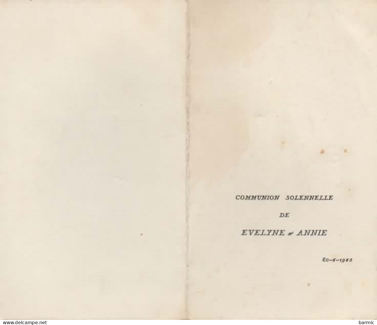 FAIRE PART DE COMMUNION, EVELYNE ET ANNIE, 20 JUIN 1965 REF 14912 - Comunioni