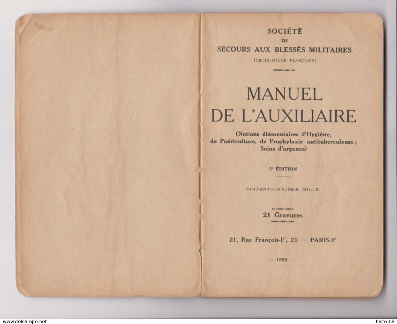 SOCIETE De SECOURS AUX BLESSES MILITAIRES : ( CROIX-ROUGE FRANCAISE ) 1935 - Frans