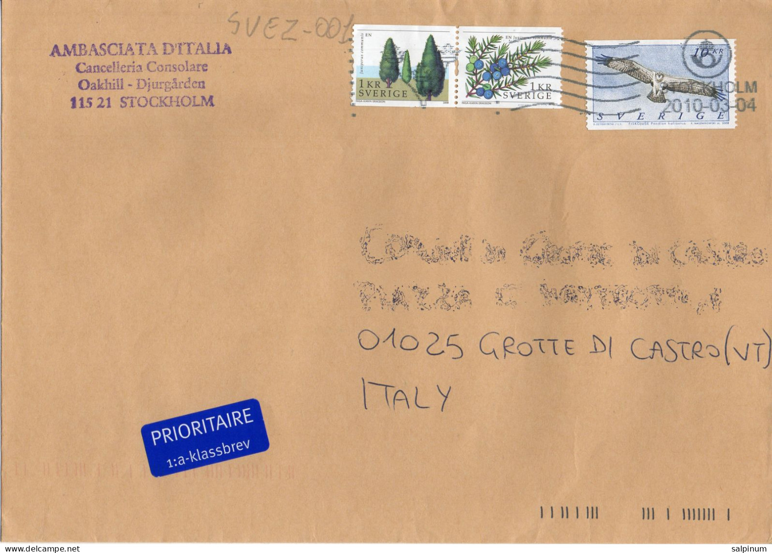 Philatelic Envelope With Stamps Sent From SWEDEN To ITALY - Brieven En Documenten