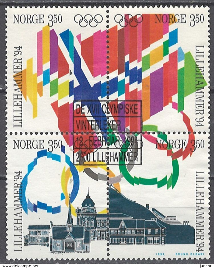 Norwegen Norway 1994. Mi.Nr. 1145-1148 Viererblock, Used O - Used Stamps