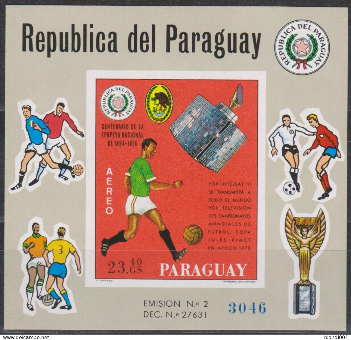 Soccer World Cup 1970 - PARAGUAY - S/S Imp. MNH - 1970 – Mexico