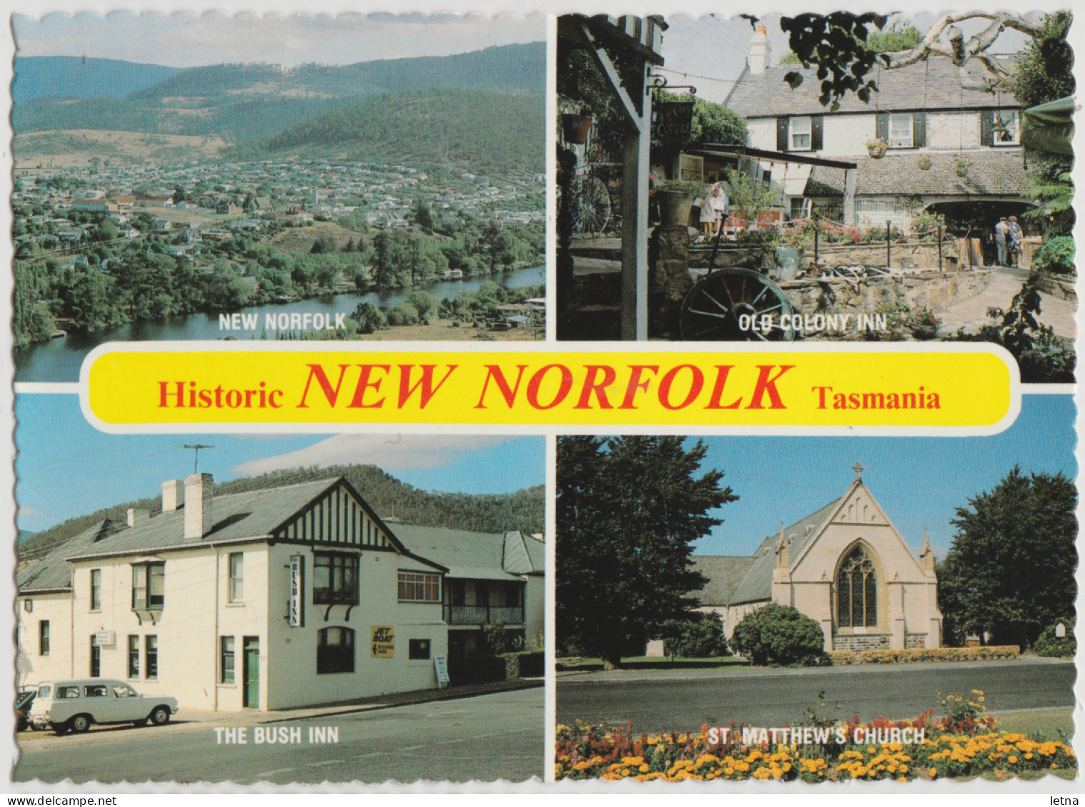 Australia TASMANIA TAS Multiviews Historic NEW NORFOLK Douglas DS170RP Postcard C1980s - Sonstige & Ohne Zuordnung