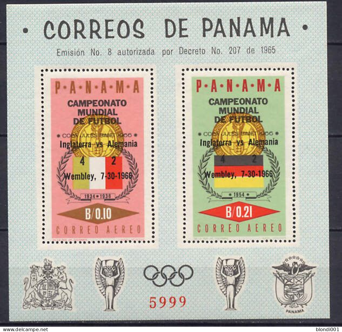 Soccer World Cup 1966 - PANAMA - S/S Perf. Ovp MNH - 1966 – England