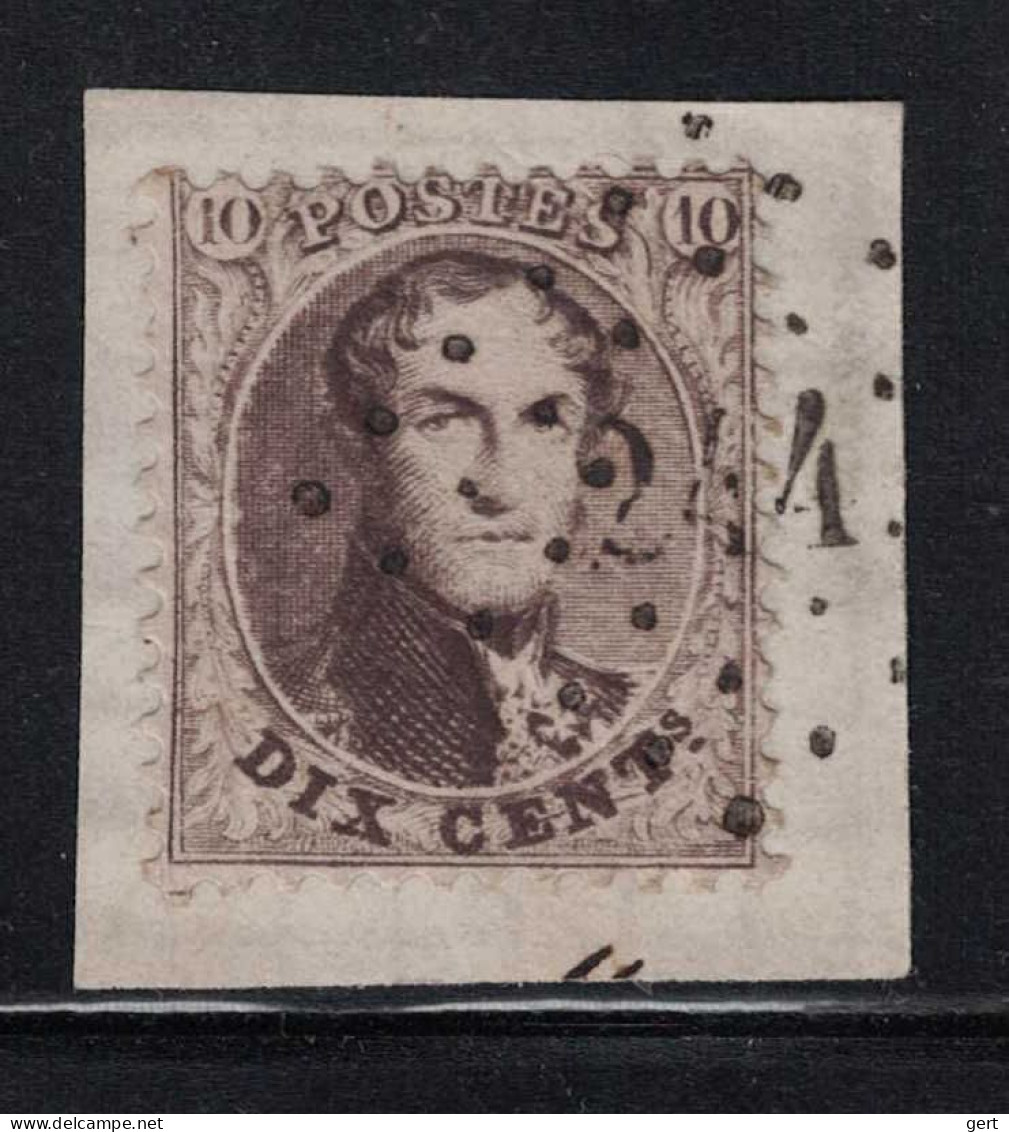 OBP / COB 10c N° 14A Op Briefstuk - Puntstempel 244 - LP244 Merbes-Le-Chateau - 1863-1864 Medallones (13/16)