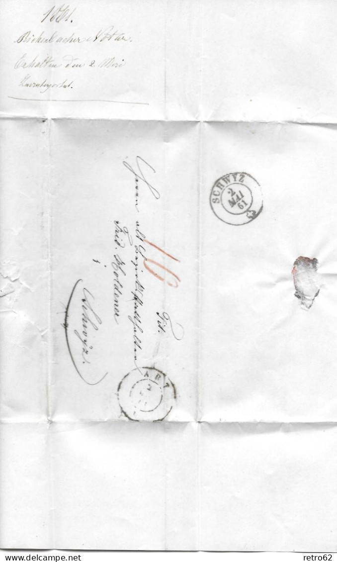 1861 HEIMAT SCHWYZ ► BoM (Brief Ohne Marke) Von Art Nach Schwyz - ...-1845 Préphilatélie