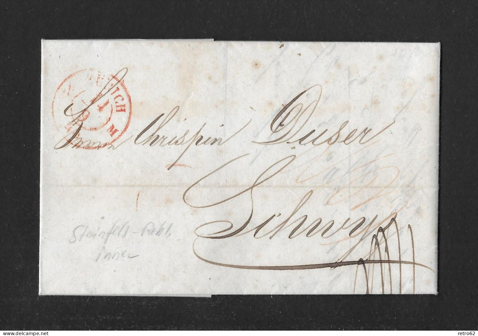 1845 HEIMAT ZÜRICH ► Siegel-Faltbrief "Kerzen- Und Seifen-Fabrik" Zum Untern Berg Zürich An Crispin Dusser In Schwiz - ...-1845 Prephilately