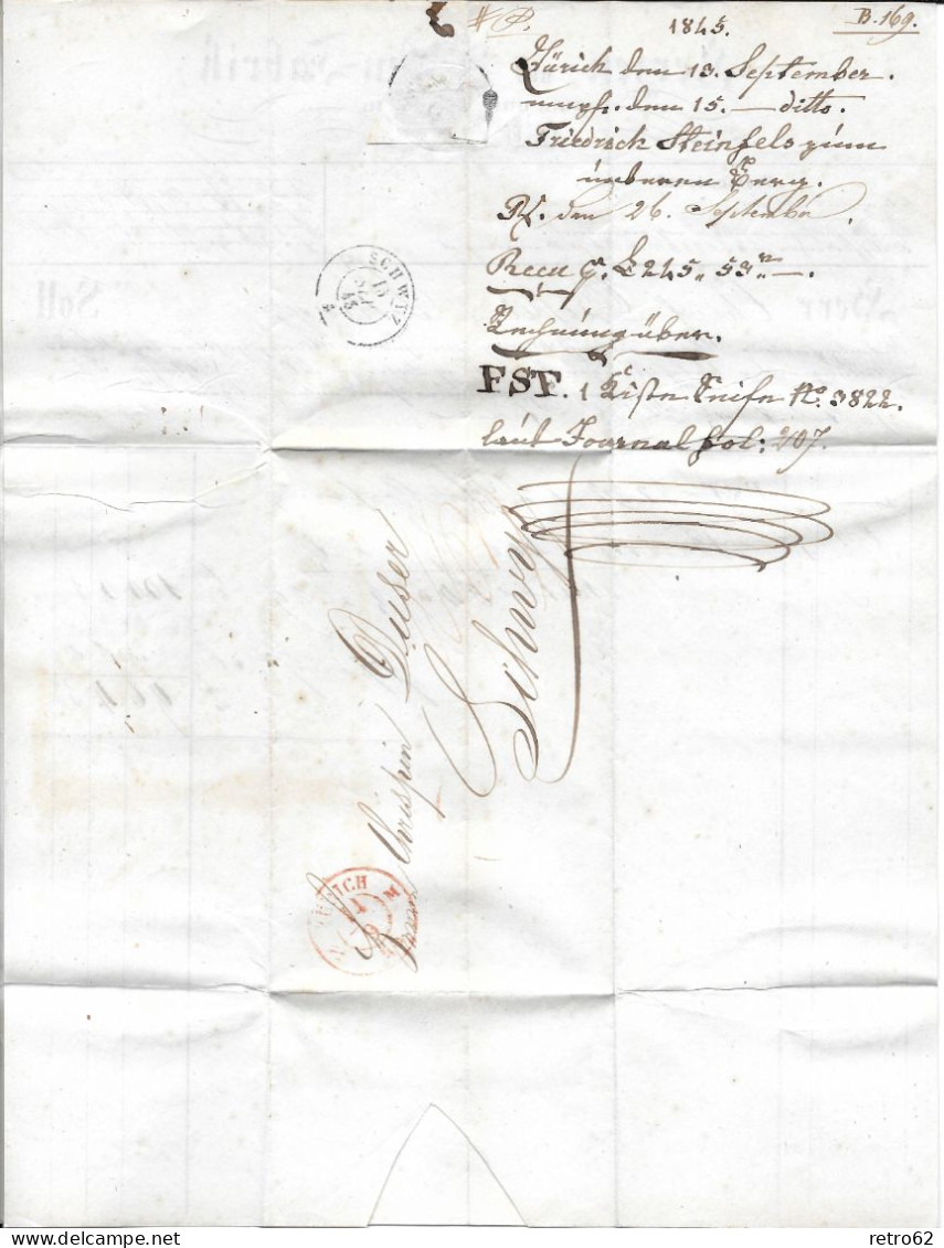 1845 HEIMAT ZÜRICH ► Siegel-Faltbrief "Kerzen- Und Seifen-Fabrik" Zum Untern Berg Zürich An Crispin Dusser In Schwiz - ...-1845 Prephilately