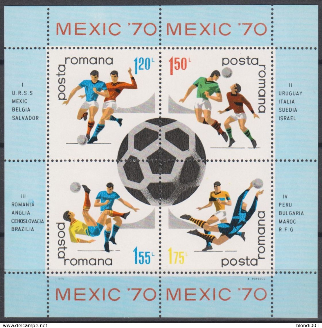 Soccer World Cup 1970 - ROMANA - S/S MNH - 1970 – Mexique