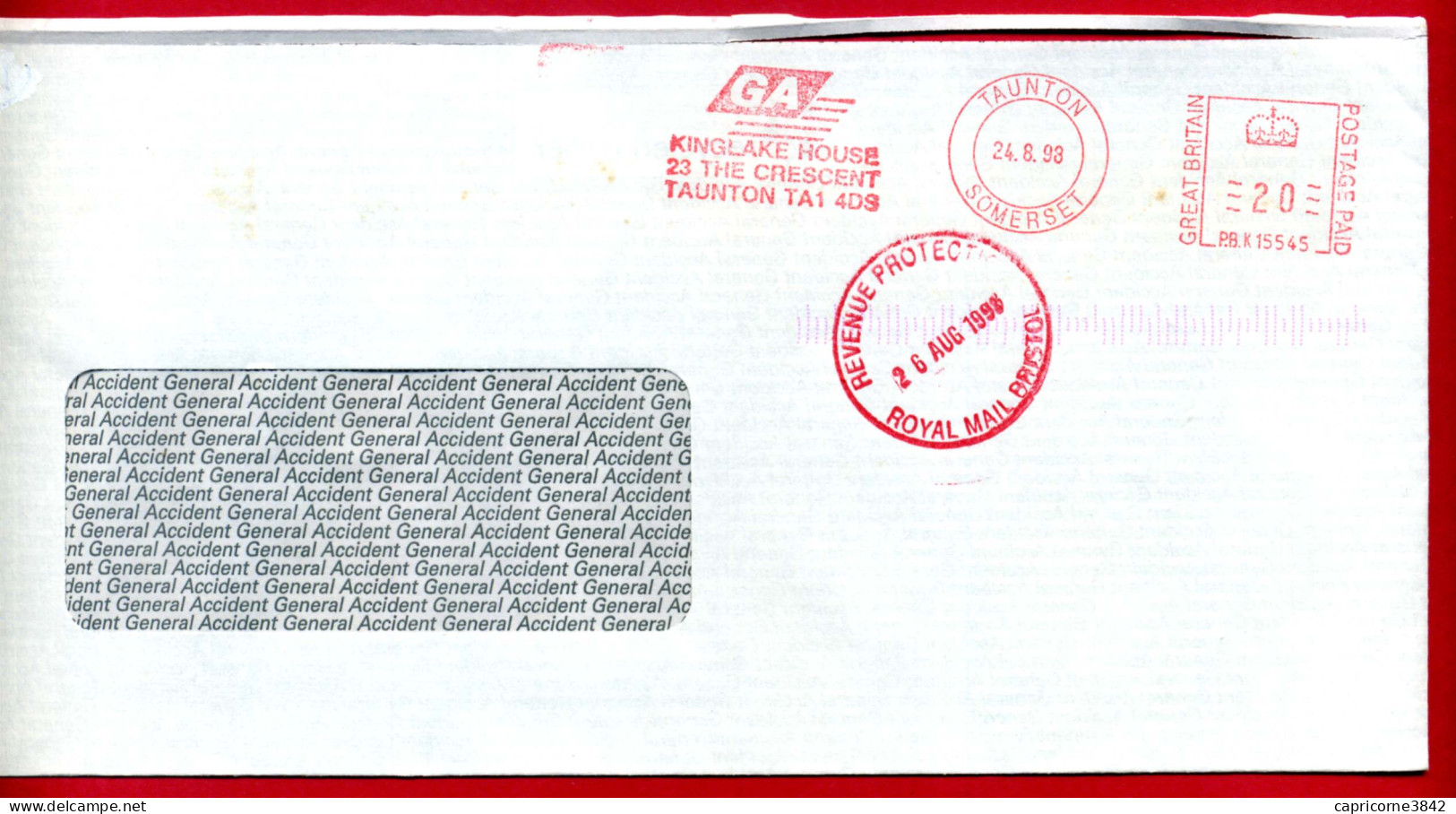 1988 - Grande Bretagne - Lettre De Tauton - Oblit. Mécanique + Cachet "REVENUE PROTECTION-ROYAL MAIL BRISTOL" - Frankeermachines (EMA)