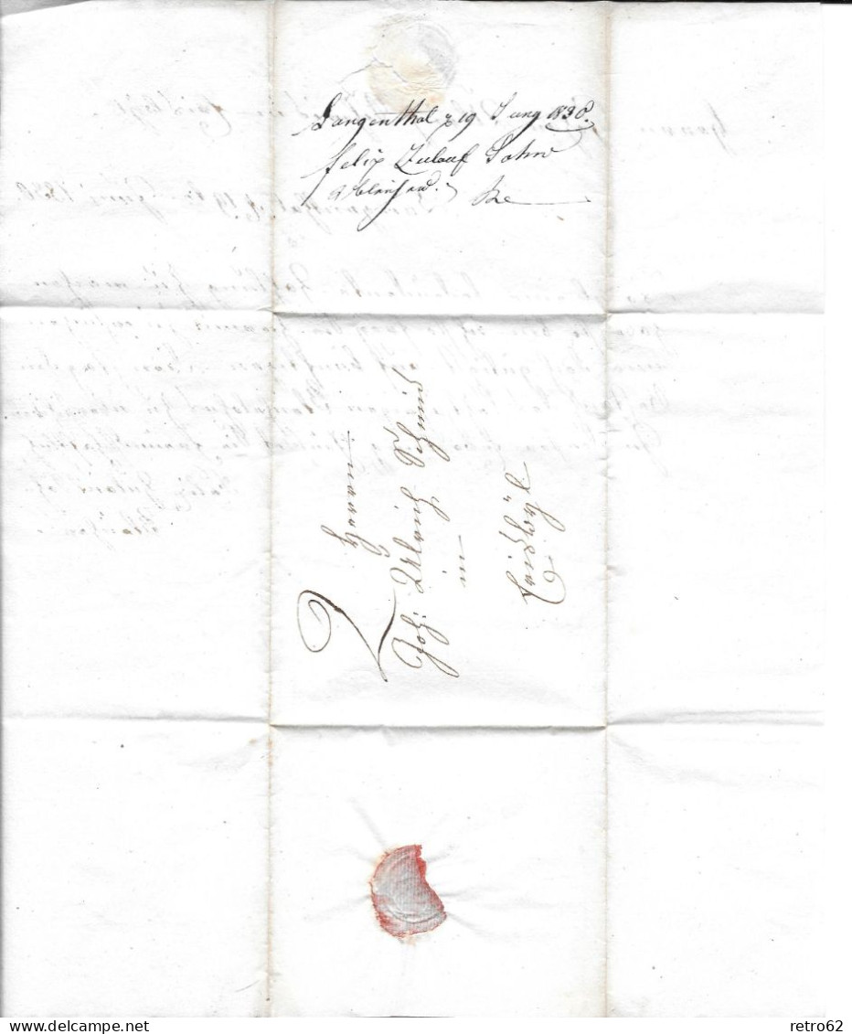 1830 HEIMAT BERN ► Siegel-Faltbrief Langenthal Nach Eriswil - ...-1845 Préphilatélie