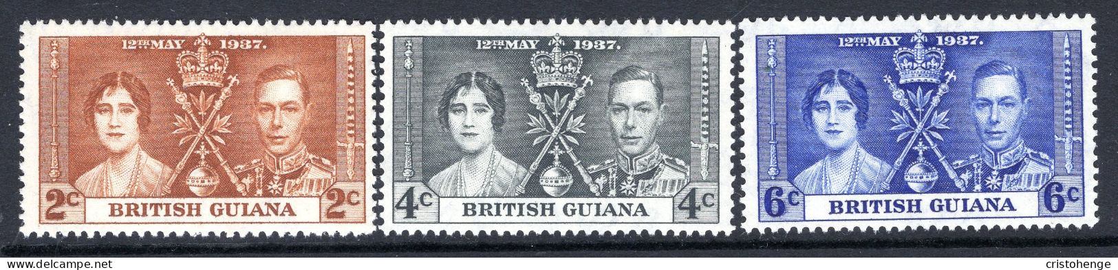 British Guiana 1937 KGVI Coronation Set HM (SG 305-307) - Britisch-Guayana (...-1966)