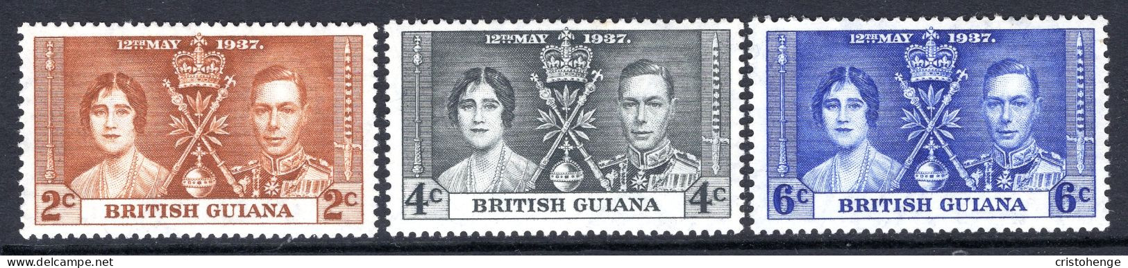 British Guiana 1937 KGVI Coronation Set HM (SG 305-307) - Guyane Britannique (...-1966)