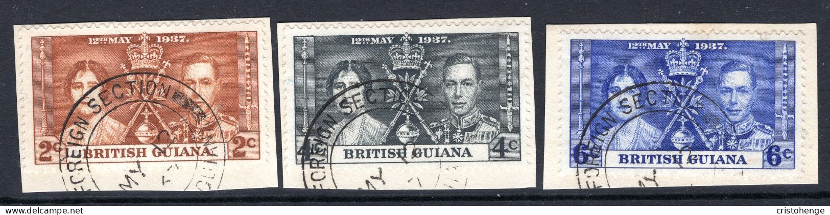 British Guiana 1937 KGVI Coronation Set Used (SG 305-307) - Guyana Britannica (...-1966)