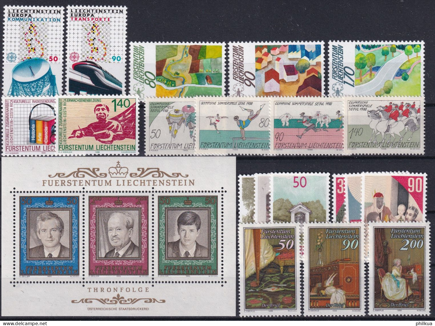 MiNr. 937-959 Liechtenstein - Jahresserie 1988 Komplett - Postfrisch/**/MNH - Vollständige Jahrgänge