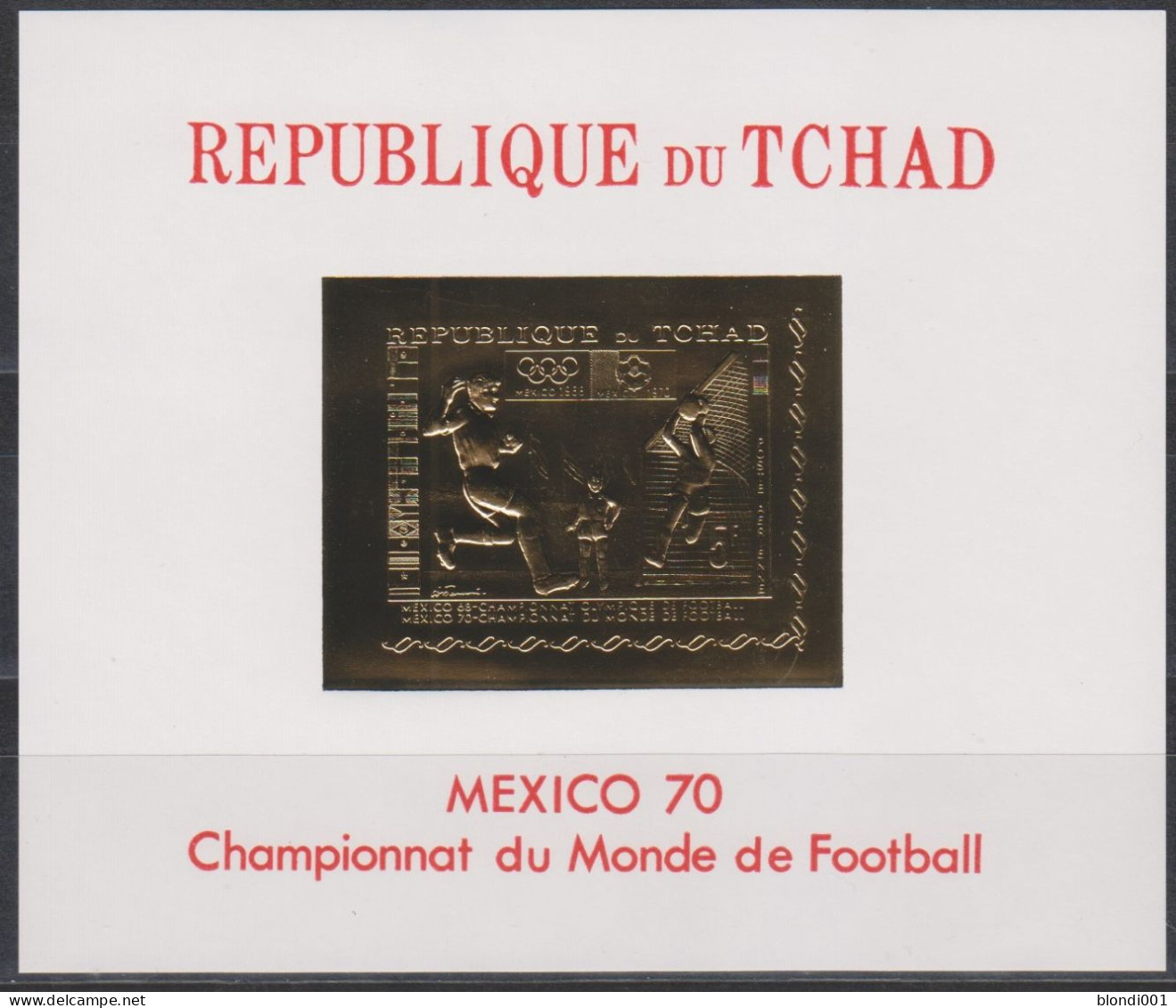 Soccer World Cup 1970 - CHAD - S/S Gold Imp. MNH - 1970 – Mexico