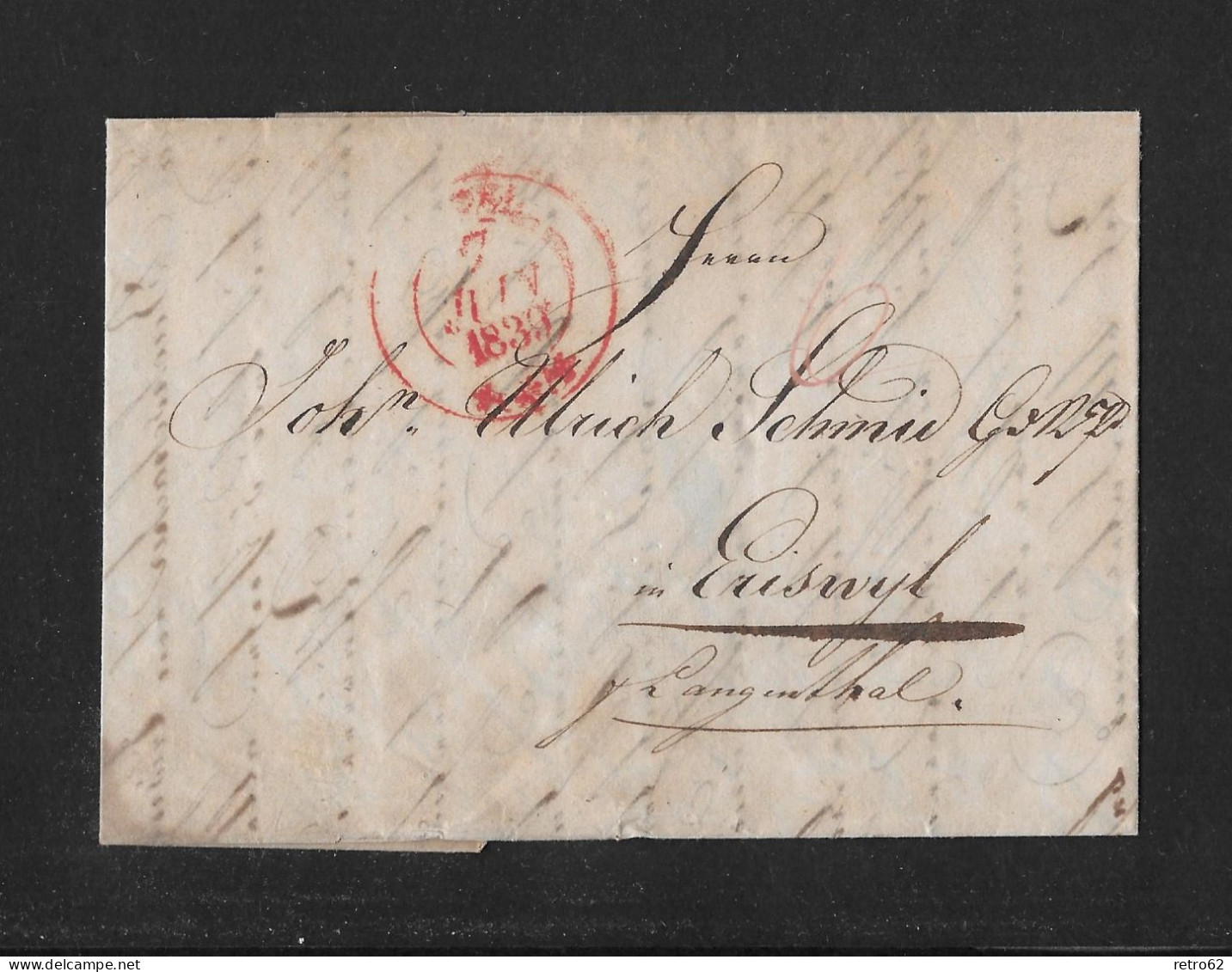 1839 HEIMAT BASEL ► Siegel-Faltbrief Von Basel Nach Eriswil Bei Langenthal - ...-1845 Prephilately