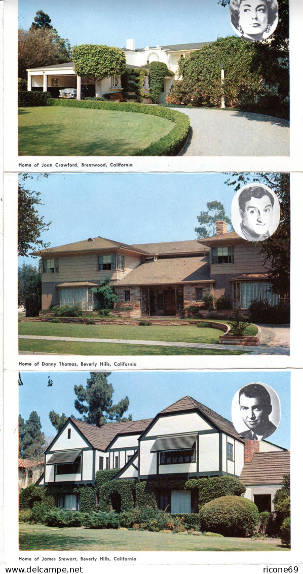 USA Schauspieler, Homes Of Movie And TY Stars, Leporello Karte M. 13 Fotos - Non Classificati