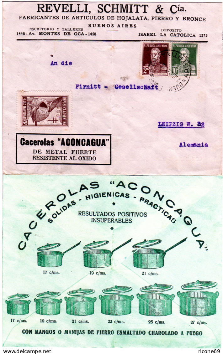 Argentinien 1931, 2+10 C. Auf Firmen Umschlag M. Feliz Navidad Weihnachts Marke - Storia Postale