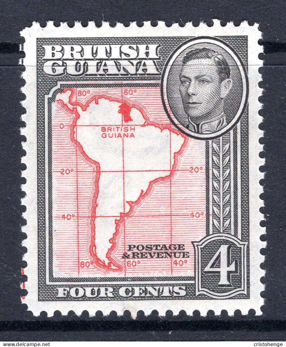 British Guiana 1938-52 KGVI Pictorials - 4c Map - P.12½ HM (SG 310) - Brits-Guiana (...-1966)