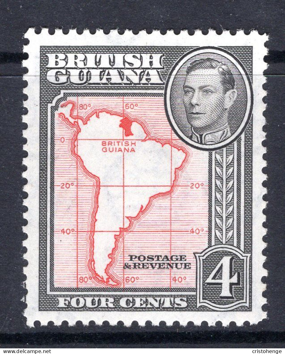 British Guiana 1938-52 KGVI Pictorials - 4c Map - P.12½ HM (SG 310) - Guyana Britannica (...-1966)