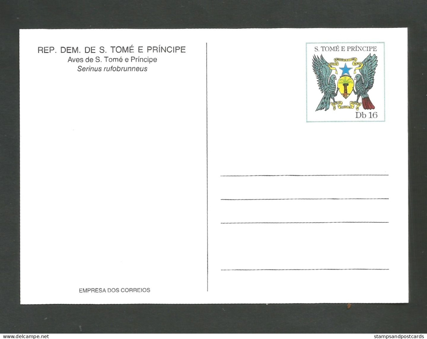 Oiseau Serin Roux Entier Postal Sao Tome Et Principe 1979 Bird Príncipe Seedeater Stationery St Thomas & Principe - Tauben & Flughühner