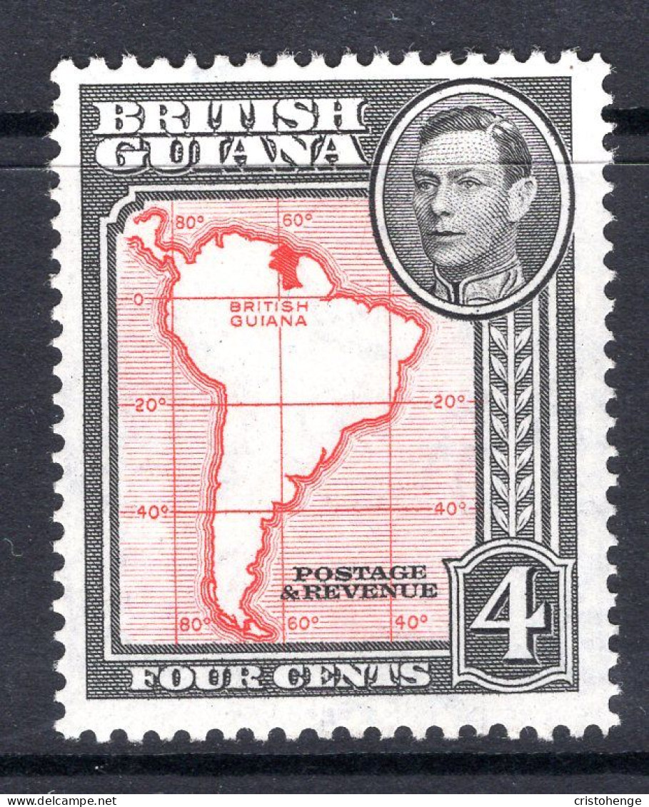British Guiana 1938-52 KGVI Pictorials - 4c Map - P.13 X 14 HM (SG 310b) - British Guiana (...-1966)