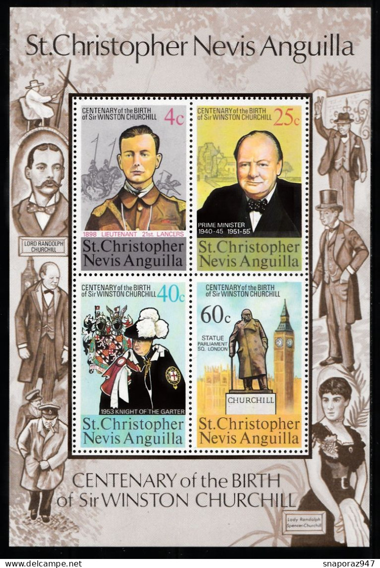 1974 St. Cristopher Nevis Anguilla Winston Churchill MNH** Tr123 - Sir Winston Churchill