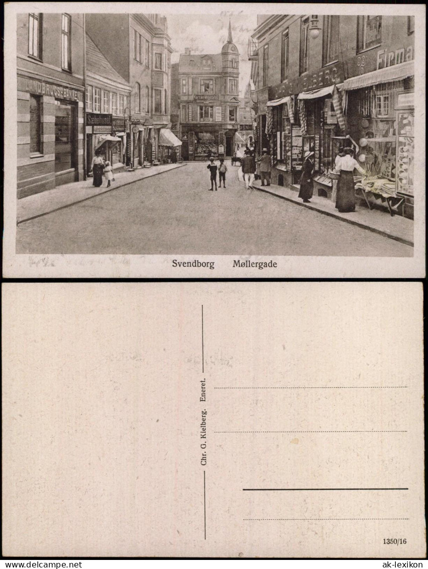 Postcard Schwenburg Svendborg Møllergade - Geschäfte 1922 - Danemark