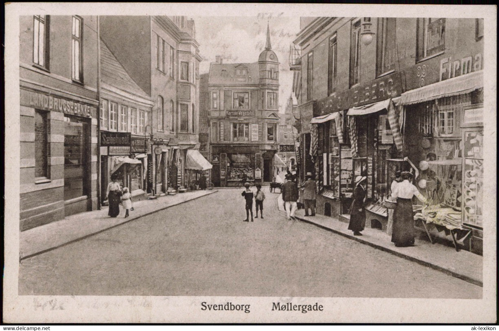 Postcard Schwenburg Svendborg Møllergade - Geschäfte 1922 - Danemark